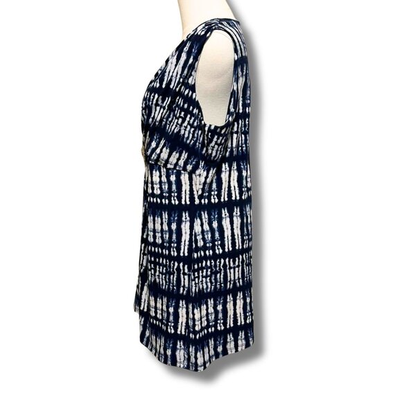 Peter Nygard Blue Batik Asymmetrical Shibori Tunic Top M – Silver Medallion - Picture 5 of 8